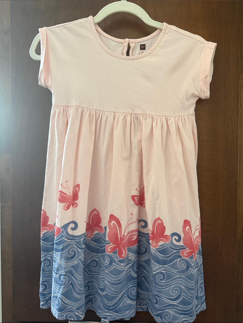 Tea Collection Pink & Blue Butterfly Wave Cotton Dress